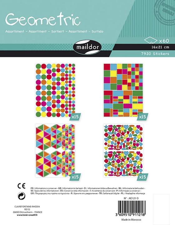 Image du produit Maildor Géométriques, Sach 60pl 16x21cm, Assortiment - Multicolore