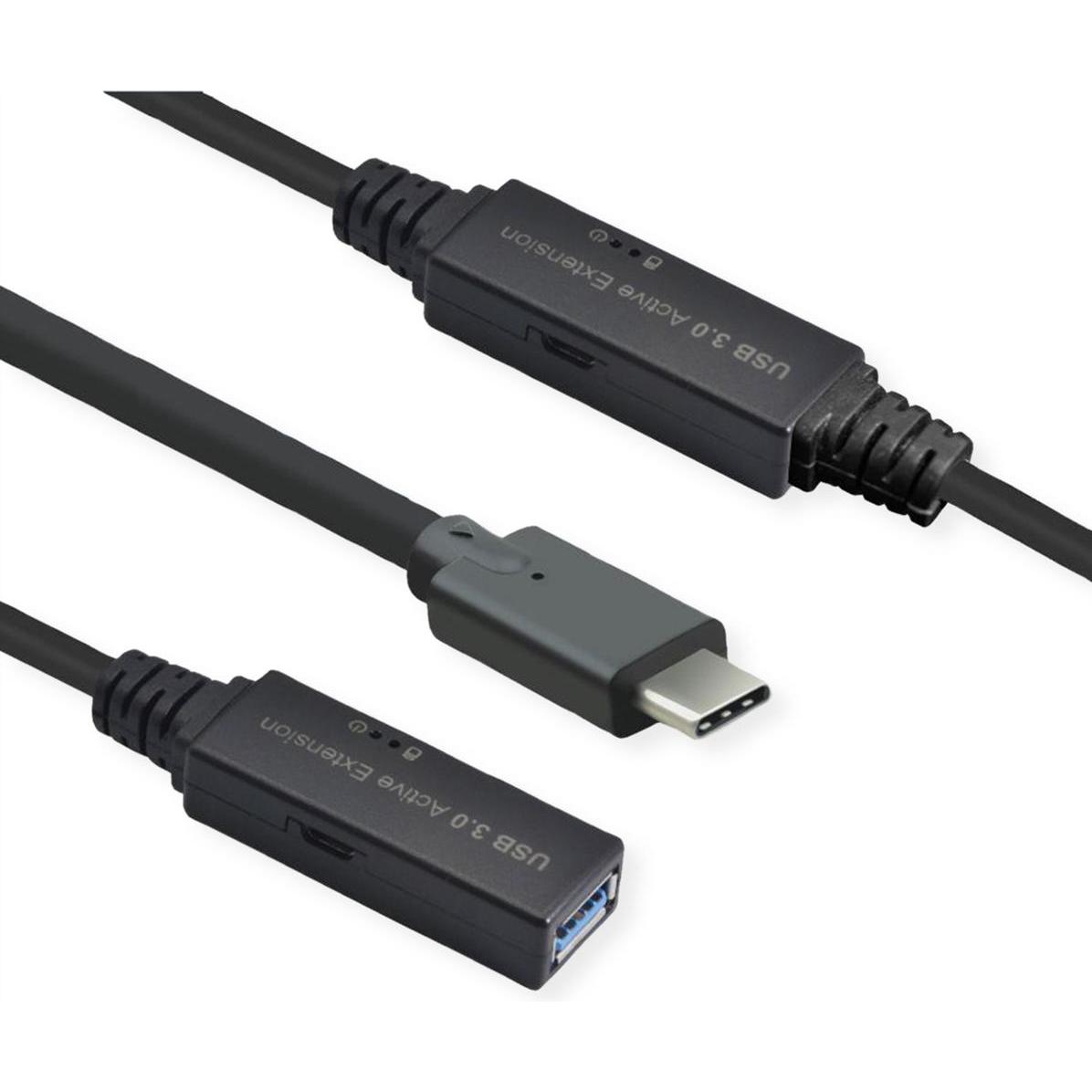 Roline Ultralanges USB3.2 Gen1 Verlängerungskabel C-A ST/BU 10m - Kabel - Digital/Daten (10 m, USB 3.2 Gen 1), USB Kabel
