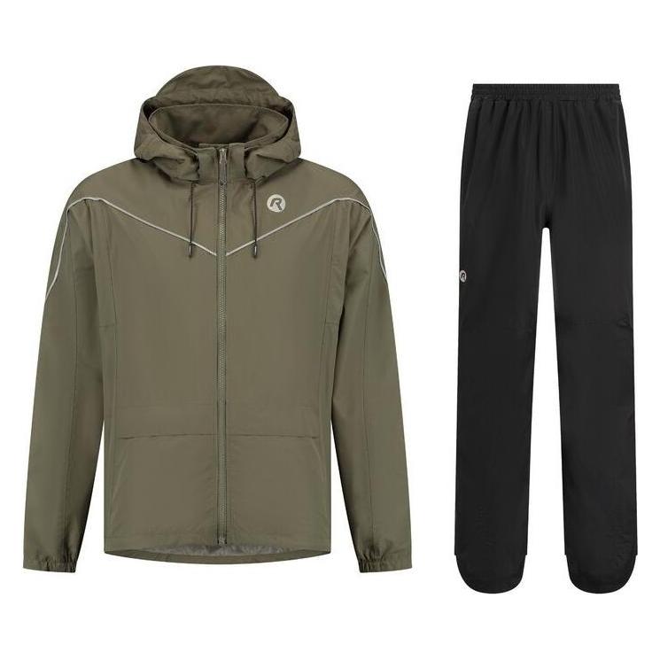 Rogelli, Unisex, Velohosen, Pendler-Essential Regenanzug (S), Grün, Schwarz