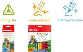 Kores KROMAS Buntstifte, 24er Karton-Etui, 3-eckig weiche Mine, Lindenholz zum leichten Anspitzen (24x)