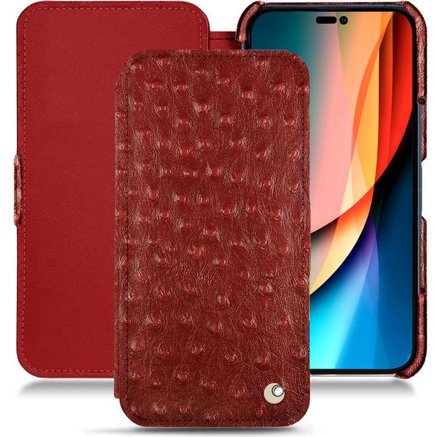 Noreve Lederschutzhülle horizontal (Apple iPhone 14 Pro), Smartphone Hülle, Rot