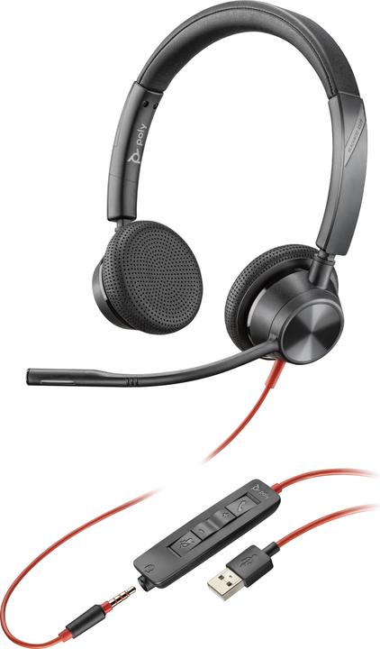 Produktbild Poly HP Blackwire 3325 USB-A + 3.5mm Stereo Headset, Avec fil, Bureau/Centre d'appels, 130 g, Casque (Kabelgebunden, USB-A)