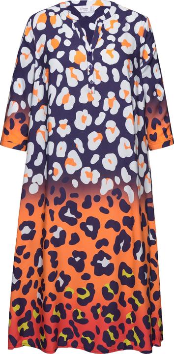 Image du produit Miamoda Robe midi coupe confortable, avec col tunisien et manches 3/4. Mélange de motifs léopard (44)