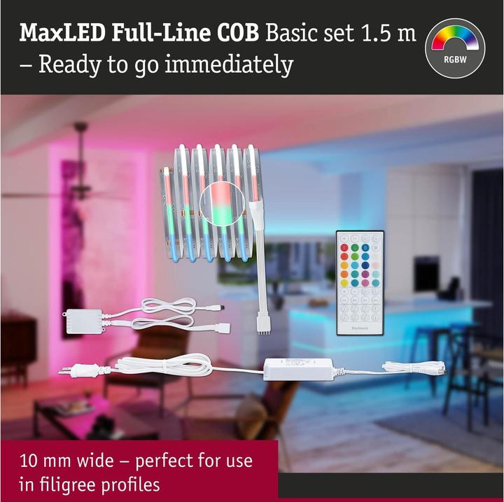 Produktbild Paulmann MaxLED 500 Stripe Set (Mehrfarbig, RGBW, Tageslicht, Warmweiss, Weiss, 150 cm, Indoor)