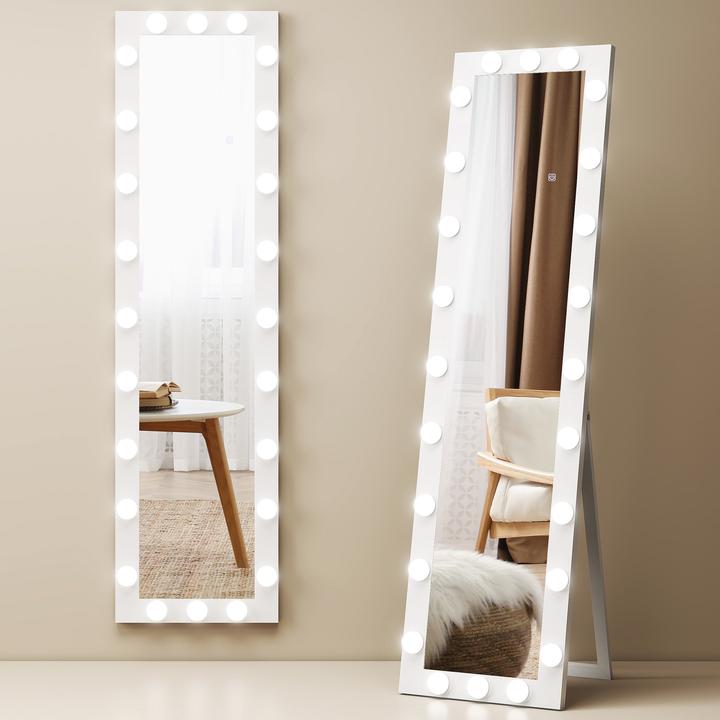 Homcom Ganzkörperspiegel Hartglas, MDF Weiss (40 x 150 cm)