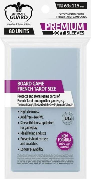 Actual product image Ultimate Guard UGD010285 - Premium 50 Soft Sleeves for Board Game Cards and French Tarot