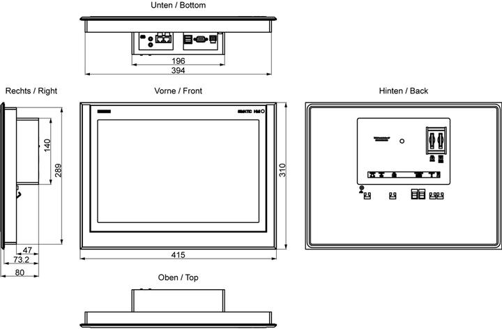 Actual product image Siemens SIMATIC HMI TP1500 Comfort Panel Touch operation 15 Widescreen TFT display - TFT
