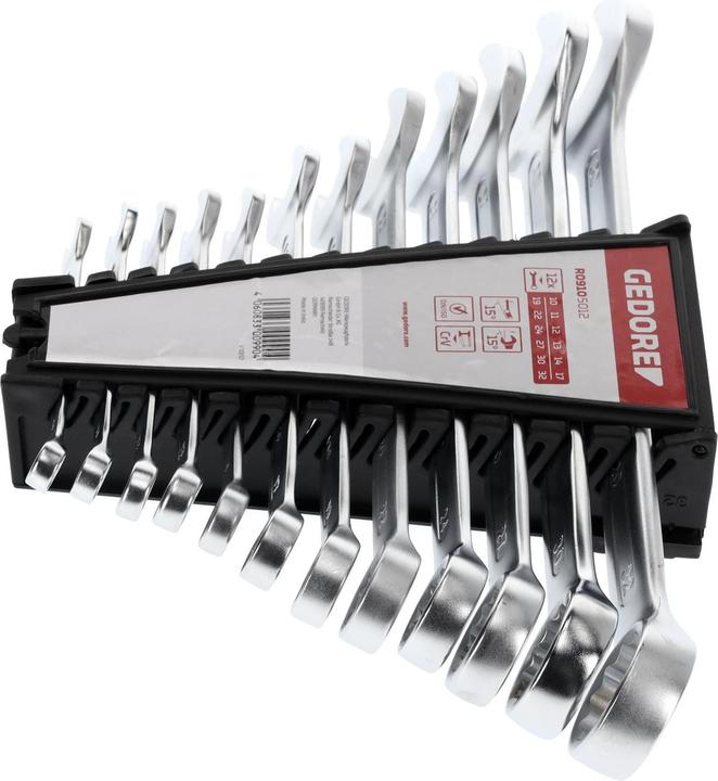 Produktbild Gedore Red red Ring-Maulschlüssel-Satz, 12-teilig, SW 10-32, Chrom-Vanadium-Stahl, Silber (10  mm, 11 mm, 12 mm, 13 mm, 14 mm, 15 mm, 16 mm, 17 mm, 18 mm, 19 mm, 20 mm, 21 mm, 22 mm, 23 mm, 24 mm, 25 mm, 26 mm, 27 mm, 28 mm, 29 mm, 30 mm, 31 mm, 32 mm)