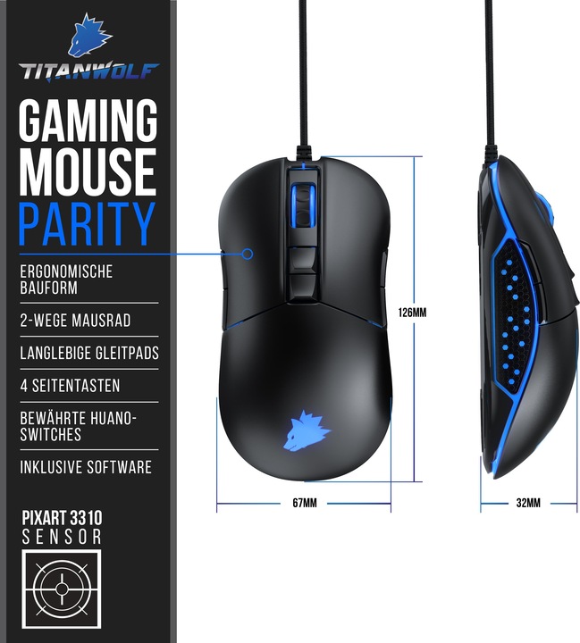 Produktbild Titanwolf Tastatur-, Maus- und Mauspad-Set, Gaming Bundle - Mechanisches Keyboard, Mouse & Mousepad (DE, Kabelgebunden)