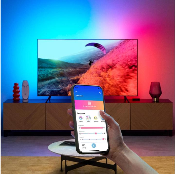 Actual product image WiZ HDMI Sync Box + Lightstrip 55 bis 65 Zoll (Multicoloured, 290 cm, Indoor)