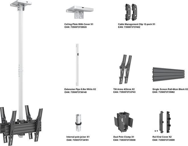 Actual product image Multibrackets Ceiling bracket 2x, 32"-75", white, VESA 100 x
