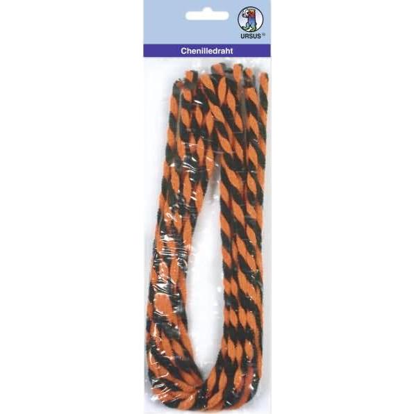 Ursus, Draht, Chenilledraht 9mm/50cm VE=10 Stück orange/schwarz (0.50 m)