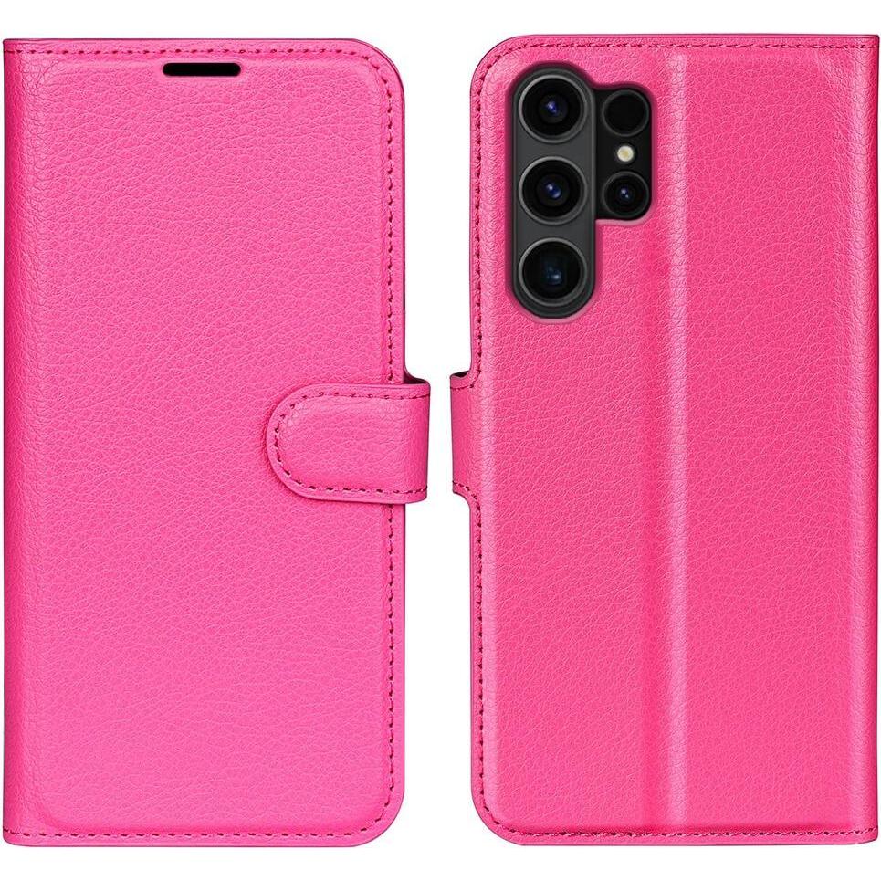 Cover-Discount Leder Etui Hülle pink (Samsung Galaxy S24 Ultra), Smartphone Hülle, Pink