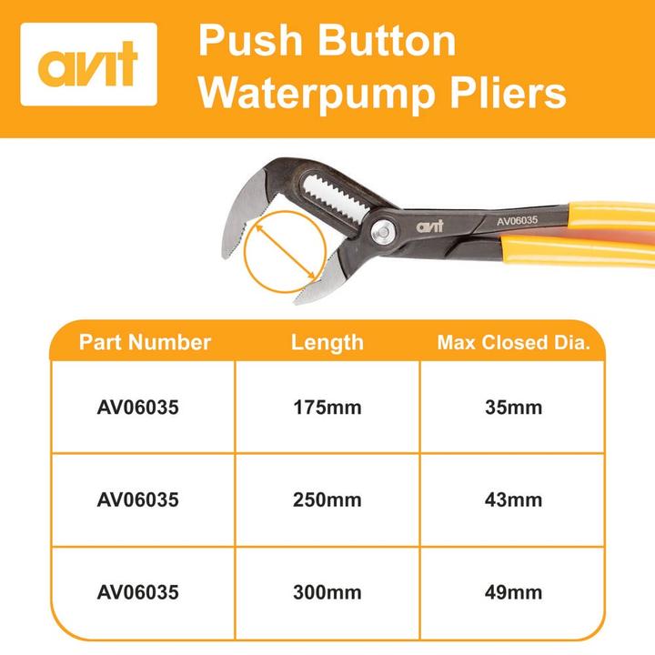 Produktbild Avit Wasserpumpenzange mit Druckknopf 175 mm (175 mm)