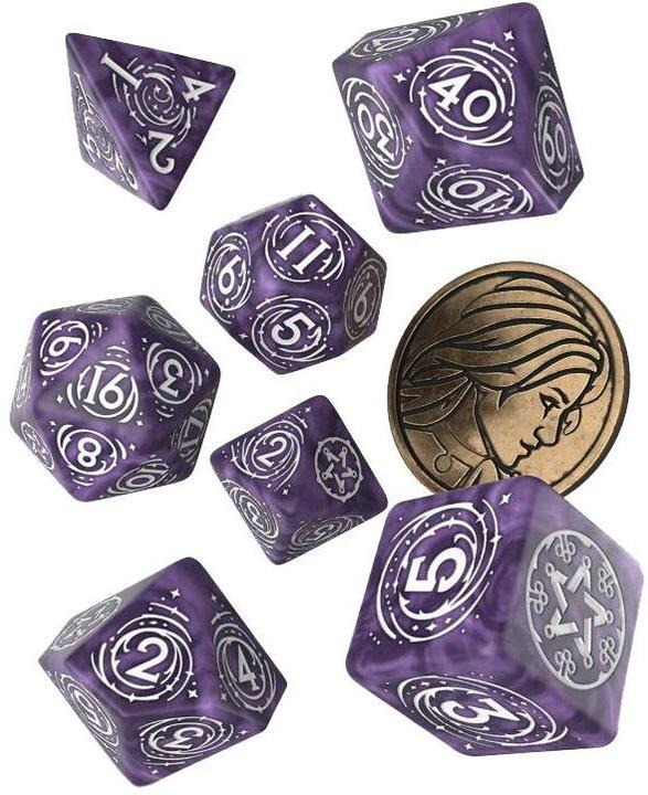 The Witcher Dice Set: Dandelion - Viscount De Lettenhove - Sæt Med 7 Rollespilsterninger Plus 1 Witcher Moent