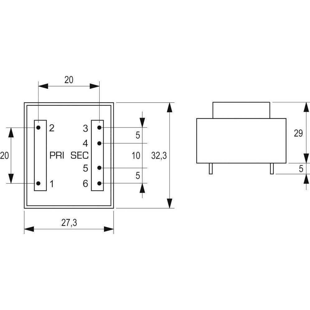 Thumbnail - Block Transformator PCB 2.3VA 2x9V, Transformator