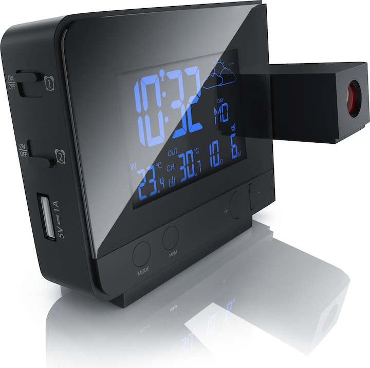 Produktbild Bearware Wetterstation mit Aussensensor, Funkwetterstation, Projektionsanzeige DCF-Funkuhr, Wettervorhersage
