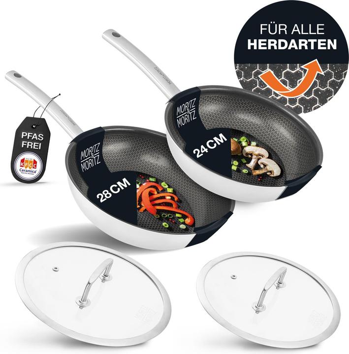 Moritz & Moritz Pan with lid 24cm round rim (Frying pan, Stainless steel)