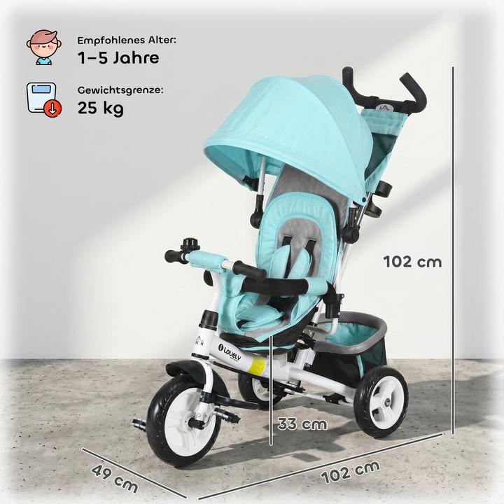 Produktbild Homcom Kinderdreirad Polyester, Metall Grün