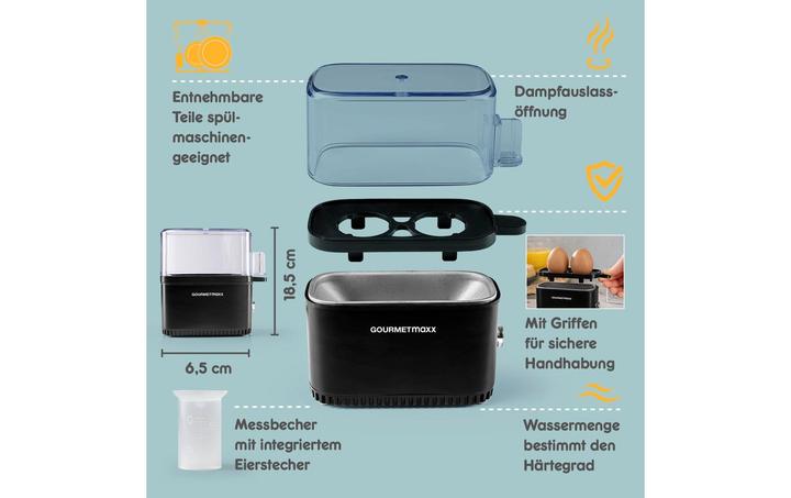 Image du produit Gourmetmaxx Eierkocher Kompakt 2.0 250 W Schwarz