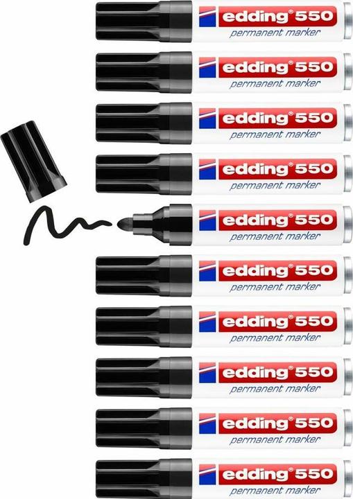 Produktbild Edding 550 Permanent Marker, Rundspitze, versch. Farben (Schwarz, 4 mm, 10 x)