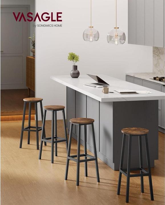 Produktbild Vasagle Barhocker Barhocker 2er Set, Schwarz/Braun
