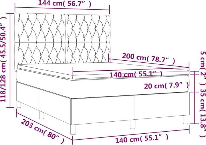 Actual product image vidaXL Boxspringbett (140 x 200 cm)