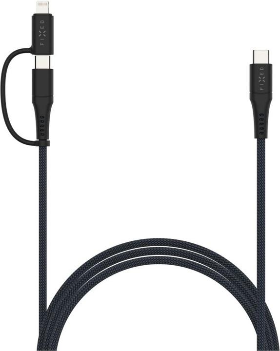Fixed Braided Cable USB-C/USB-C, Lightning Adapter, 1.2m, MFi, PD 60W, gray (1.20 m, USB 2.0, 60 W)