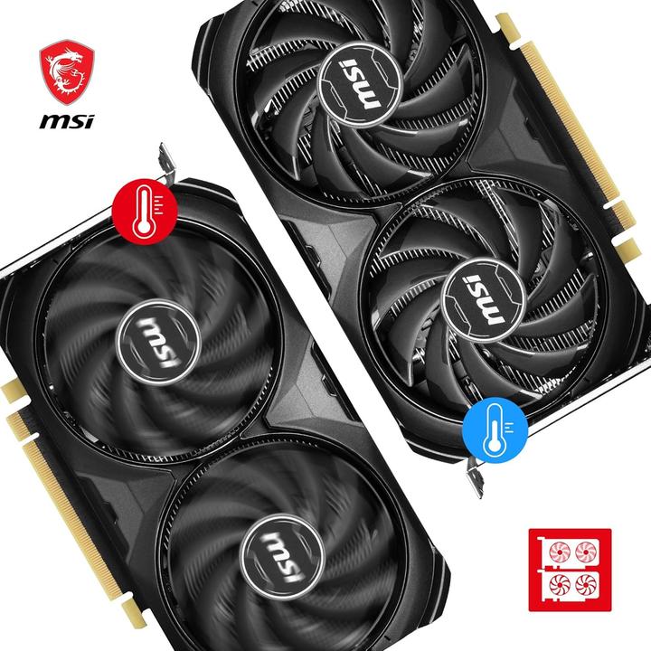 Actual product image MSI GeForce RTX 4060 Ti Ventus 2X Black 8G OC, 8192 MB GDDR6 (8 GB)