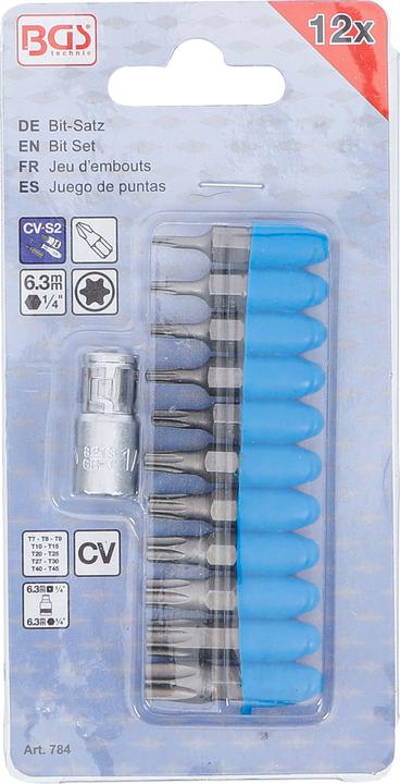 Image du produit BGS Jeu d’embouts 6,3 mm (1/4") profil T (pour Torx) 11 pièces