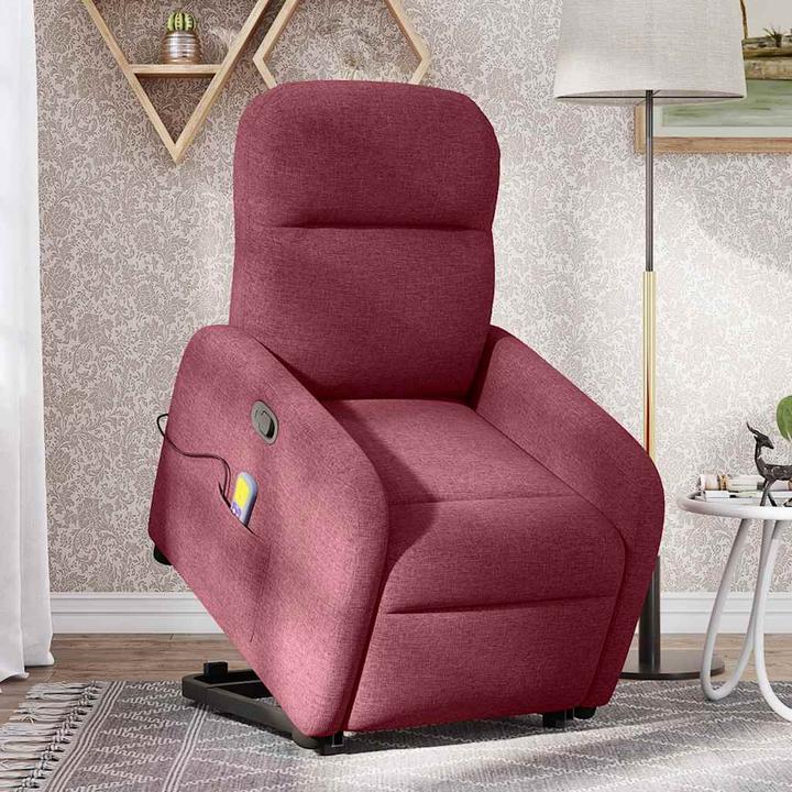 Actual product image VidaXL Massage chair with stand-up aid wine red fabric