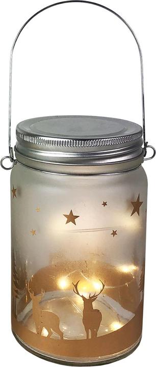 Actual product image Mojawo 2pcs Preserving Jar with LED Fairy Lights Christmas Motif Ø8 x14cm