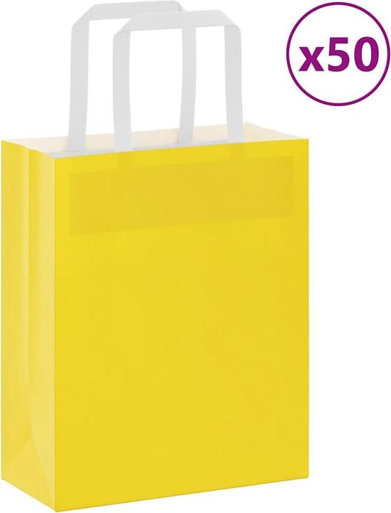 Image du produit VidaXL Sacs en papier kraft 50 pcs. avec anse jaune 18x8x22 cm Sac en papier (Coffret cadeau, 50 x)