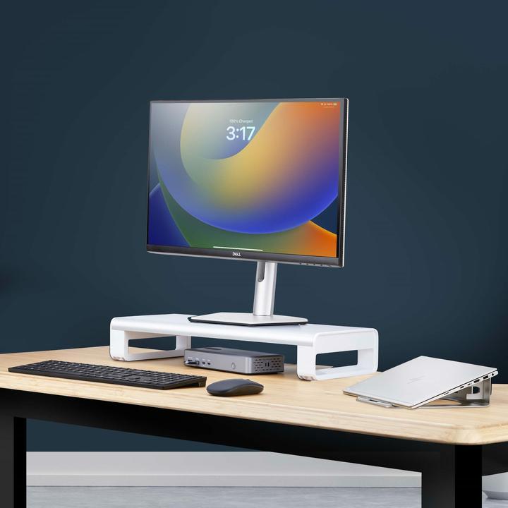 Produktbild StarTech com Ergonomischer Monitorständer, bis 15kg, Feste Höhe 9cm, Schreibtisch Bildschirmerhöhung