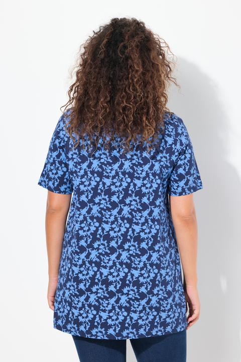 Image du produit Ulla Popken T-shirt manches courtes, col en V avec petits cordons fantaisie (46, 48)