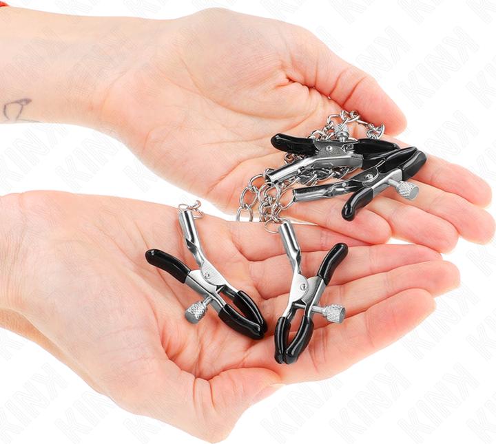 Actual product image Kink 4 adjustable nipple and clitoris clamps, silver