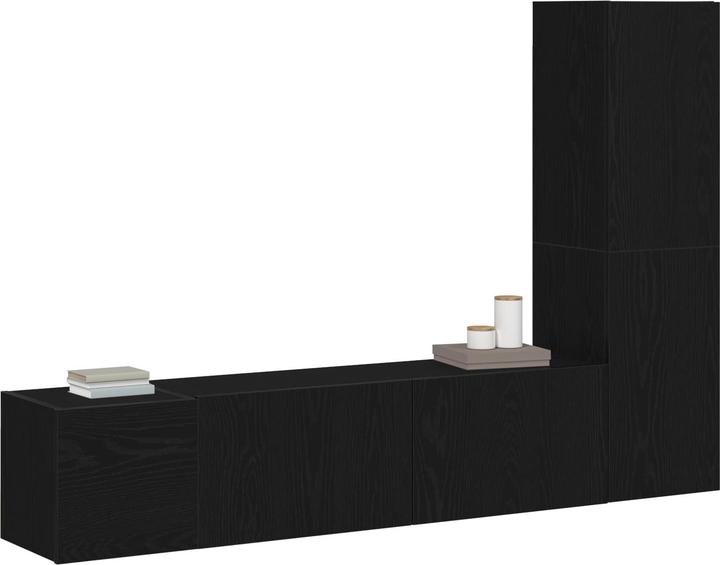 Image du produit vidaXL 3-teiliges Wand-Montage TV-Schrank Set Schwarz Eichenholz Spanplatte (130.50 x 30 x 140 cm)