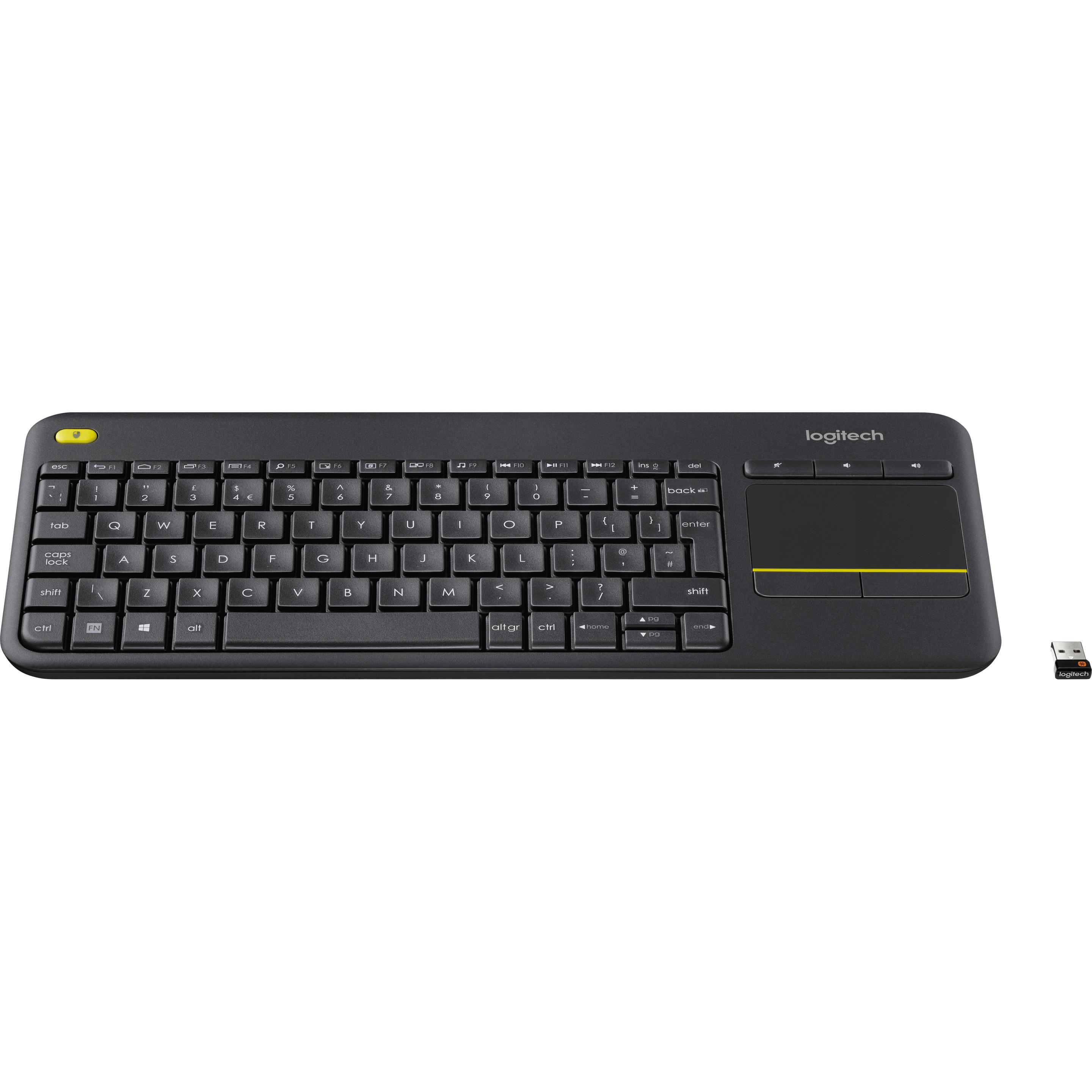 Logitech K400 Plus (Olandese, Senza fili), Tastiera, Nero