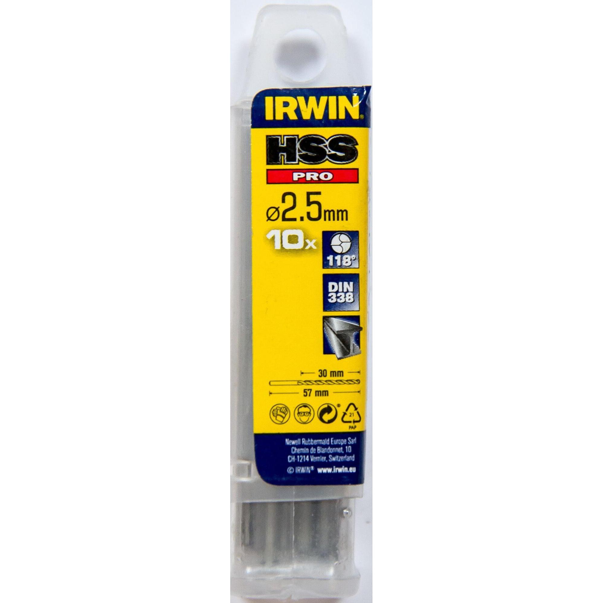Irwin, Bohrereinsatz, 10502256, Bohrer, BohrerbitSet, 2,5 mm, 5,7 cm, Kunststoff, Weiches Metall, Holz, 3 cm (2.5 Millim...