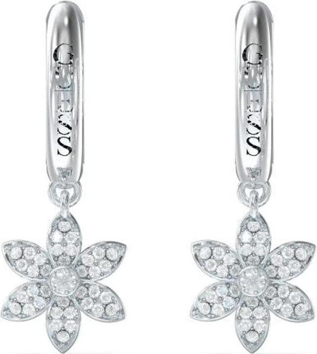 Actual product image Guess 30MM PAVE FLOWER HUGGIES earrings (Stainless steel)