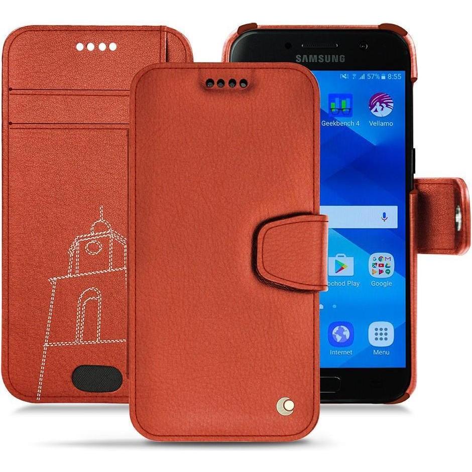 Noreve Lederschutzhülle Wallet (Samsung Galaxy A3 (2017)), Smartphone Hülle, Orange