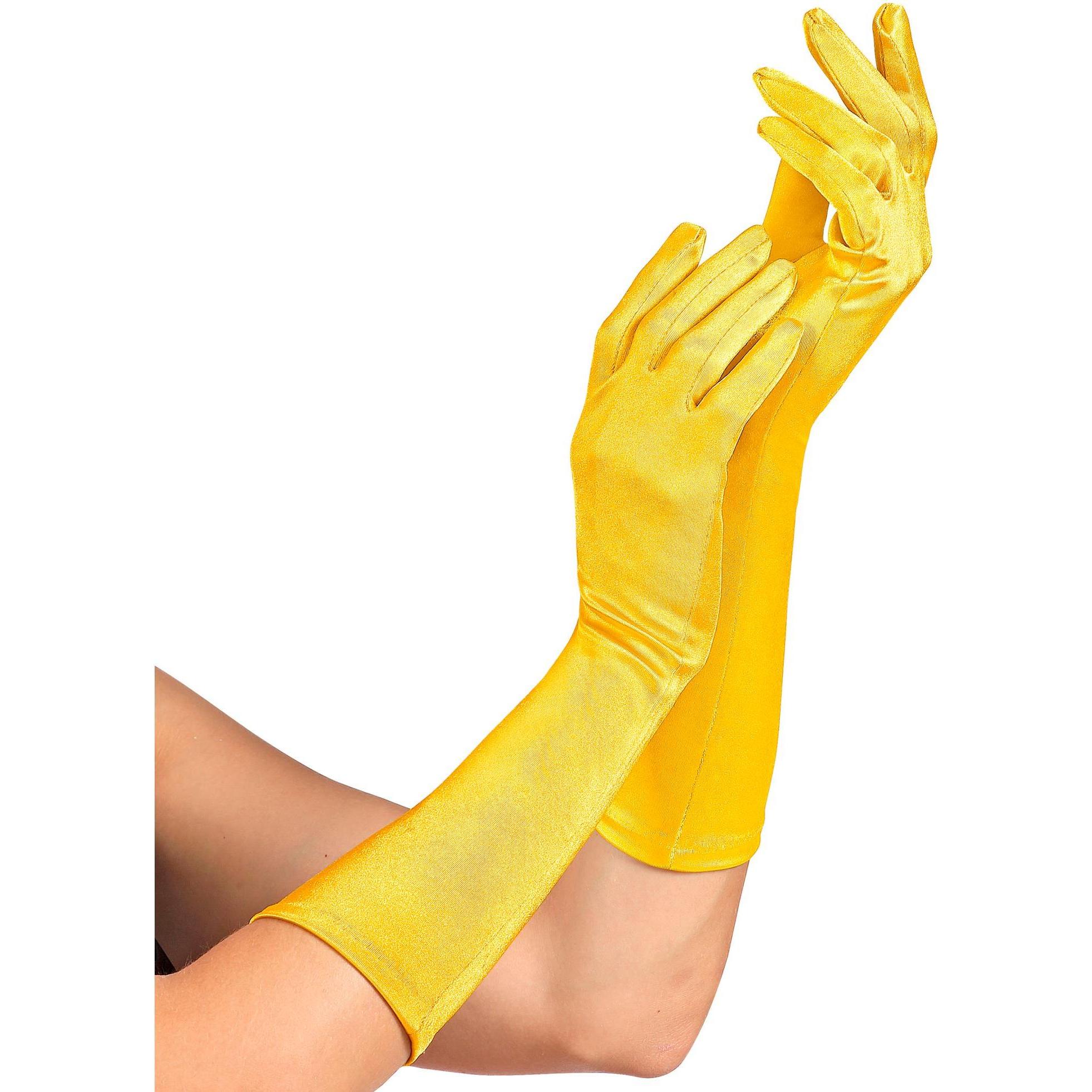 Widmann Gelbe Satin Handschuhe In Elasthan 40 cm