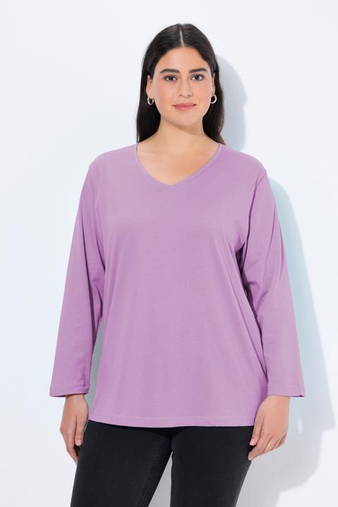 Produktbild Ulla Popken Shirt, V-Ausschnitt, Relaxed, Langarm (62)
