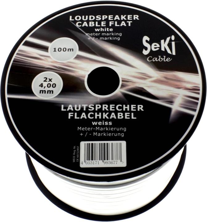 Produktbild Seki Loudspeaker cable flat 100 m - 2x4mmÂ² CCA - flat cable audio 3mm (100 m, 4 mm²)
