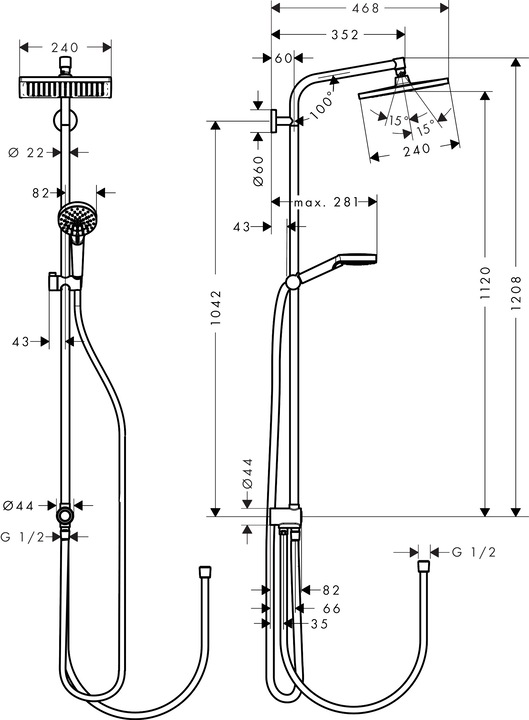 Produktbild hansgrohe Crometta E Duschsystem 240 1 Strahlart wassersparend 9 l/min Reno