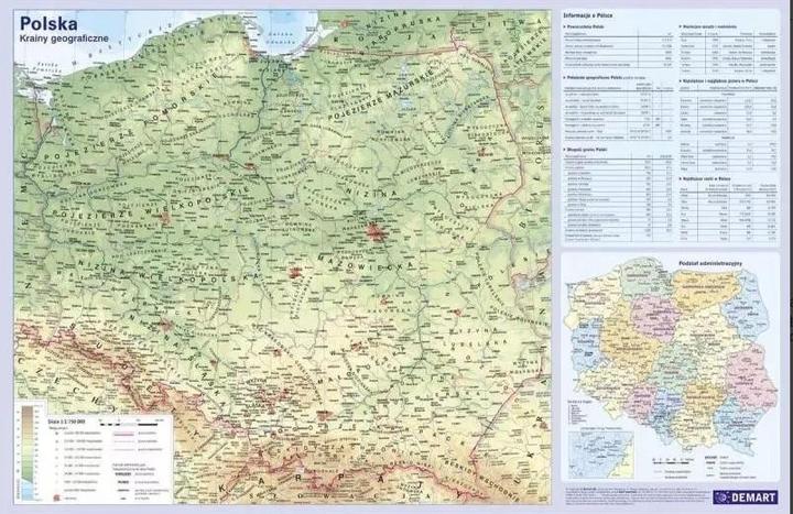 Demar Schreibtischunterlage mit einer physischen Karte von Polen