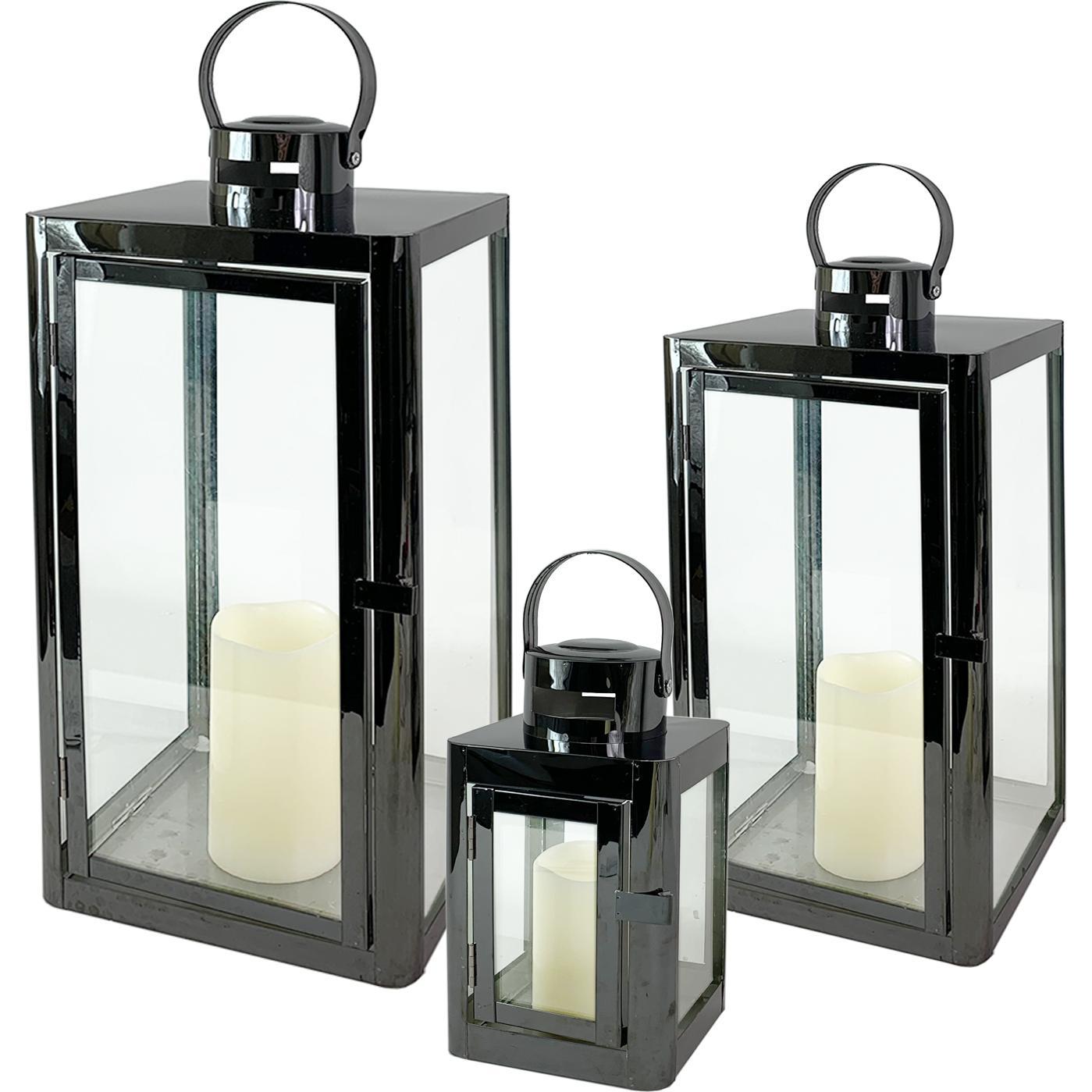 Thumbnail - Mojawo, Laterne, 3er Luxus Laternen / Gartenlaternen Set Edelstahl Platin Optik (3 x)