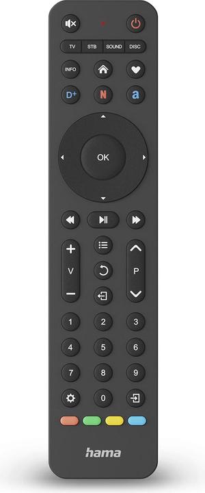 Hama Télécommande universelle TV, infrarouge, pour 4 appareils, avec apprentissage, touches App (Télécommande universelle, Infrarouge)