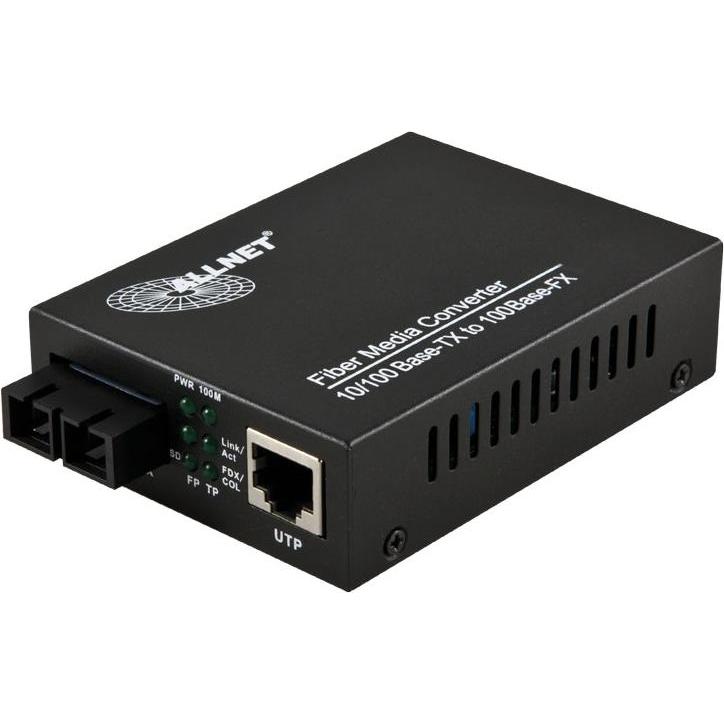 Allnet ALL-MC102-SC-MM 100Mbit/s Multi-Modus Schwarz Netzwerk Medienkonverter (1 Ports), Netzwerk Switch, Schwarz