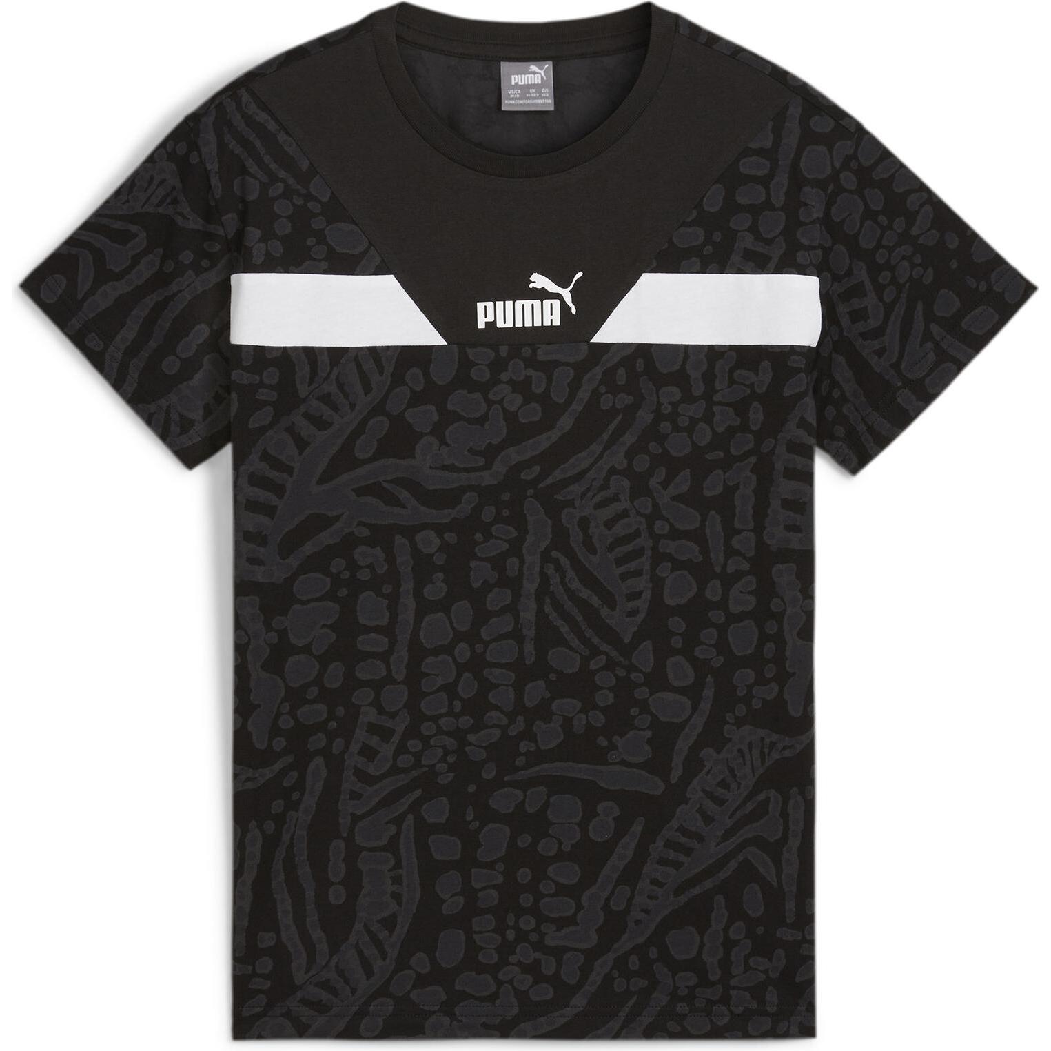 Puma, Jungen, Sportshirt, POWER HYPERNATURAL AOP Relaxed Tee G (176), Schwarz, 176